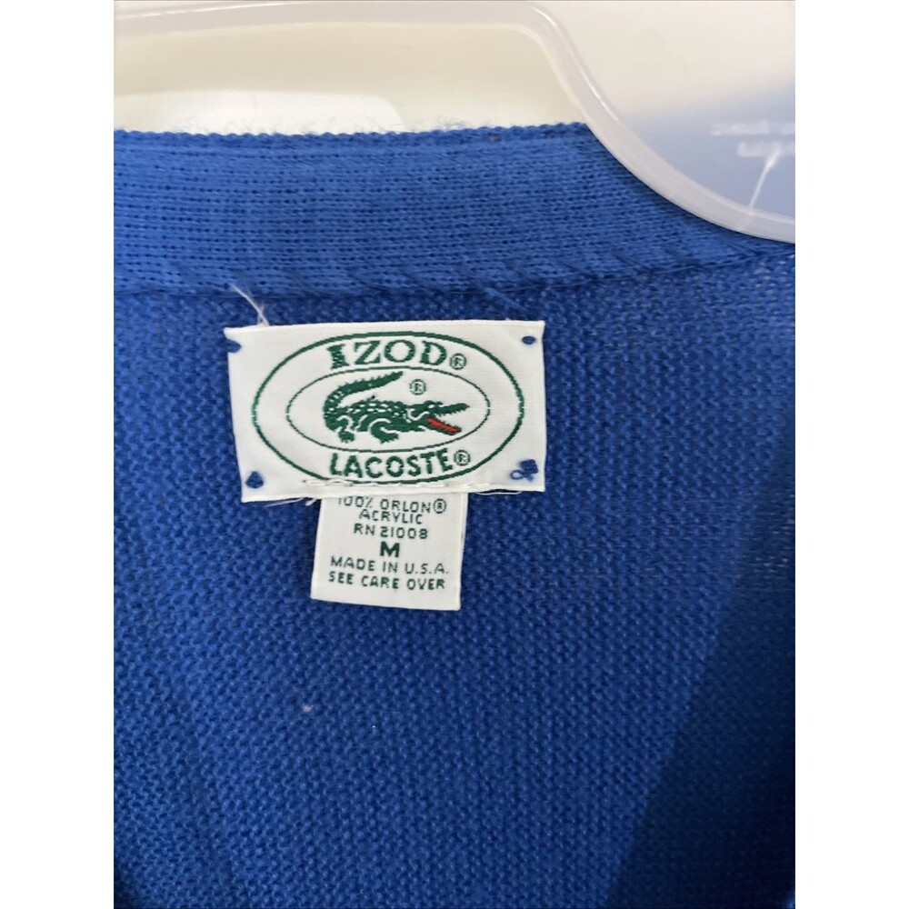 Vintage Lacoste IZOD Cardigan Orlon Acrylic Size M Blue Classic Preppy Professor - Picture 4 of 7